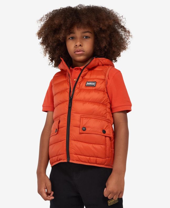 Barbour Clothing Boys Classic Orange Hooded Racer Gilet 2BB2F2489