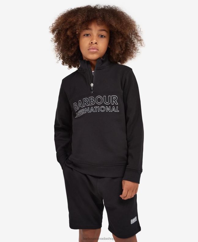 Barbour Clothing Boys Classic Black Trick Half-Zip Sweatshirt & Shorts Set 2BB2F2536