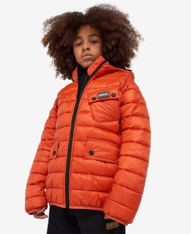 Barbour Clothing Boys Black/Yellow Ouston Hooded Quilted Jacket 2BB2F2477