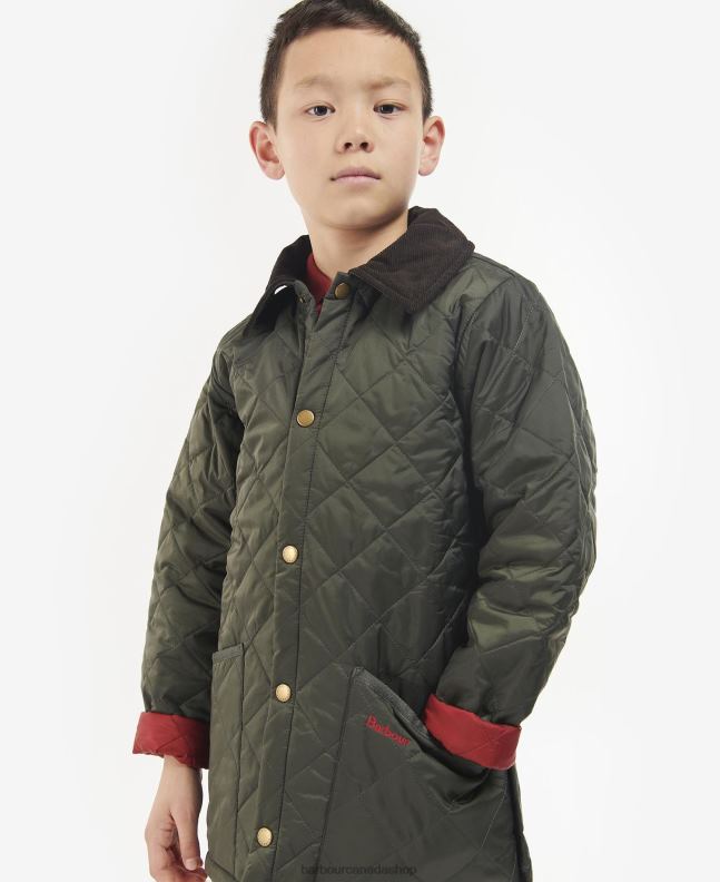 Barbour Clothing Boys Dark Olive/Red Liddesdale Quilted Jacket 2BB2F2476