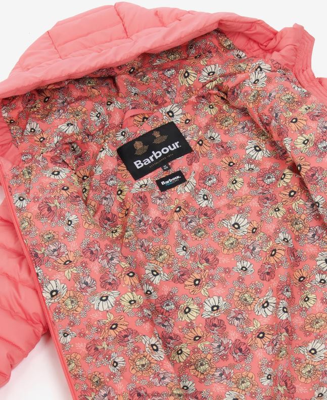 Barbour Clothing Girls Pink Punch/Retro Floral Coraline Quilted Jacket 2BB2F2546