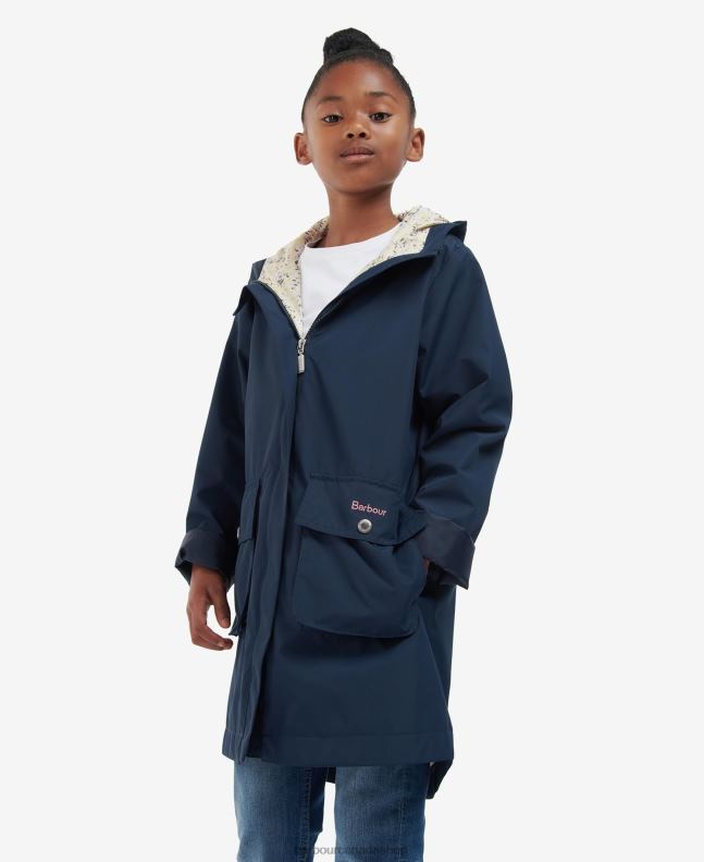 Barbour Clothing Girls Navy/Ditsy Sunflower Hama Showerproof Jacket 2BB2F2556