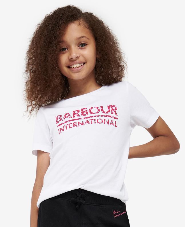 Barbour Clothing Girls White/Pink Terrazzo Valtteri T-Shirt 2BB2F2571
