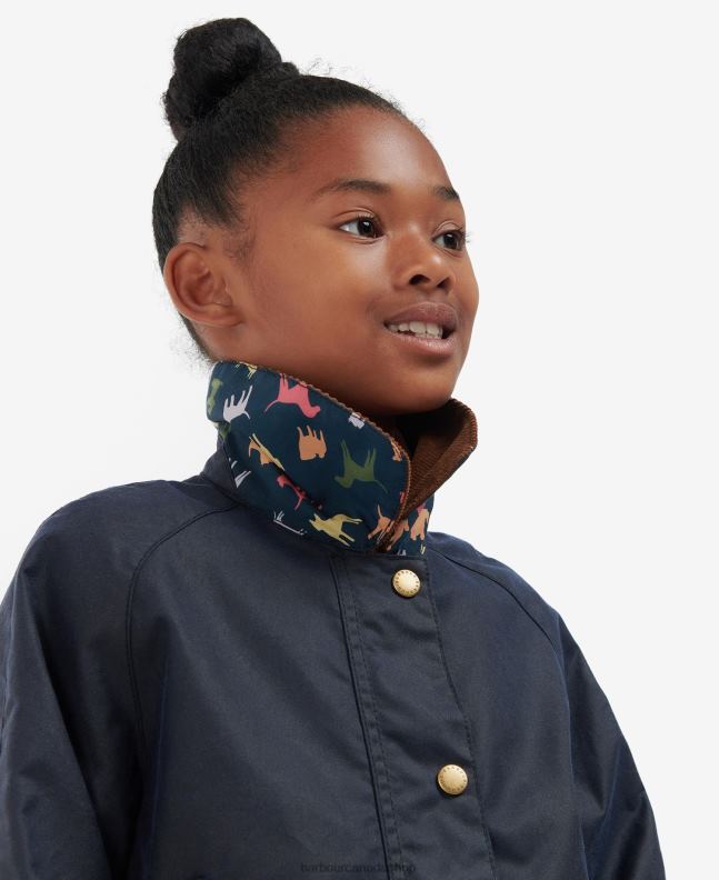 Barbour Clothing Girls Archive Olive/Retro Floral Acorn Waxed Jacket 2BB2F2543