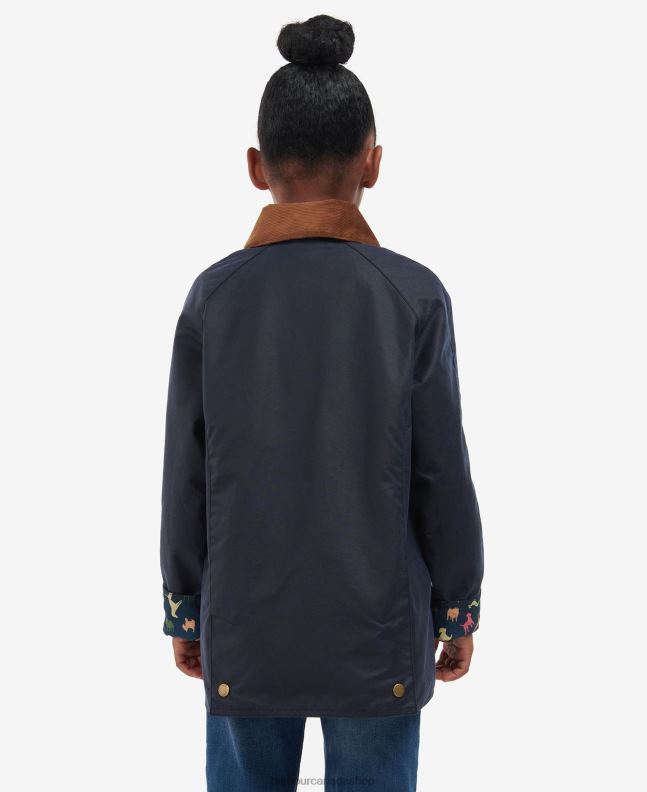 Barbour Clothing Girls Archive Olive/Retro Floral Acorn Waxed Jacket 2BB2F2543