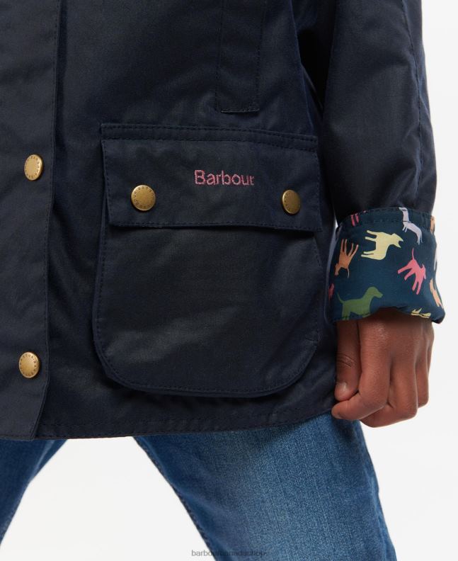 Barbour Clothing Girls Archive Olive/Retro Floral Acorn Waxed Jacket 2BB2F2543