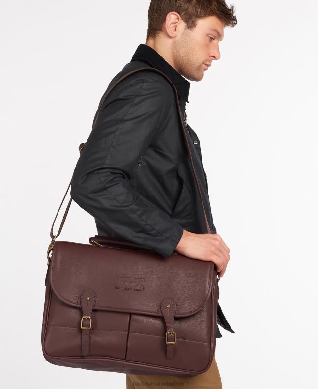 Barbour Accessories Men Chocolate Leather Briefcase 2BB2F2187