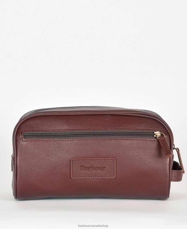 Barbour Accessories Men Dark Brown Leather Wash Bag 2BB2F2202