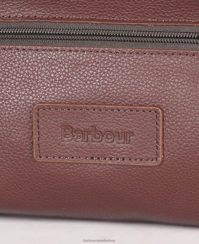 Barbour Accessories Men Dark Brown Leather Wash Bag 2BB2F2202