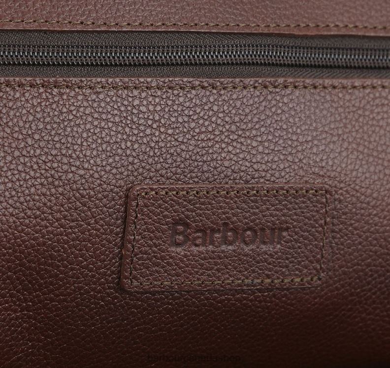 Barbour Accessories Men Dark Brown Leather Wash Bag 2BB2F2202