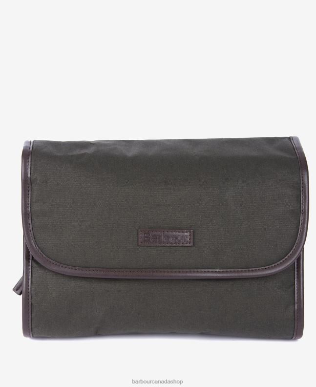 Barbour Accessories Men Olive Wax Hanging Washbag 2BB2F2183