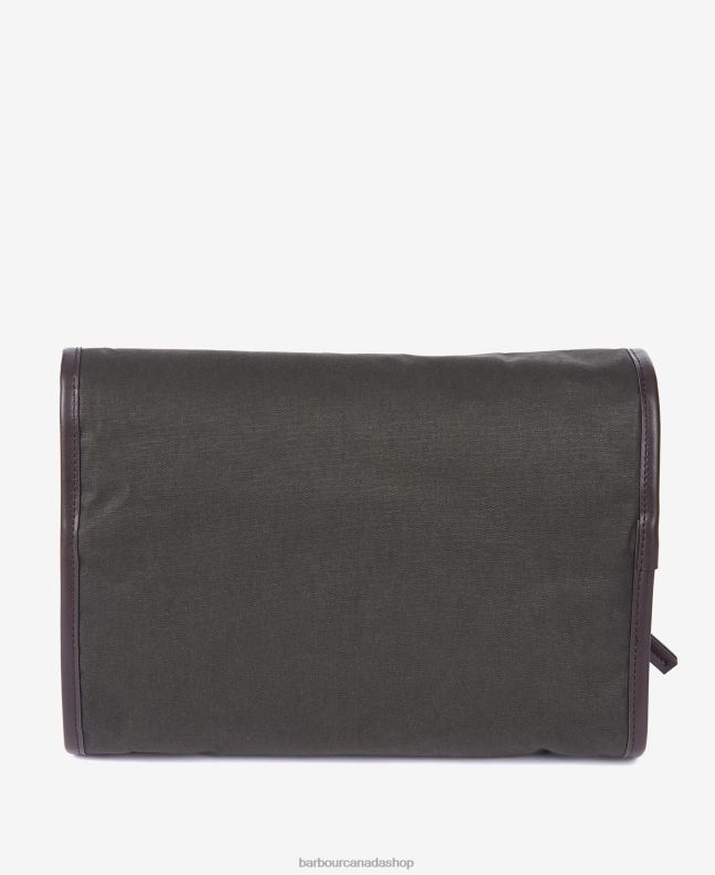 Barbour Accessories Men Olive Wax Hanging Washbag 2BB2F2183