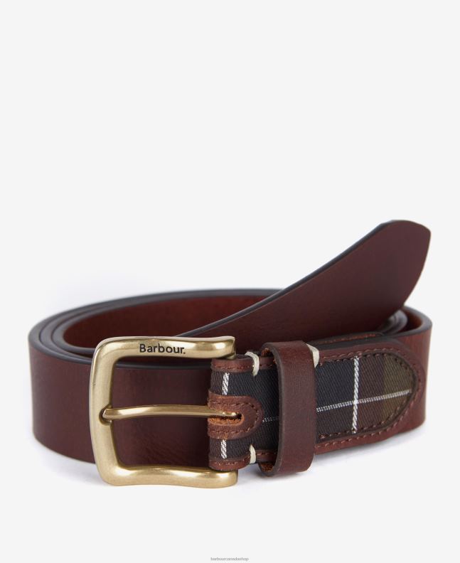 Barbour Accessories Men Classic Brown Tartan/Leather Belt 2BB2F2232
