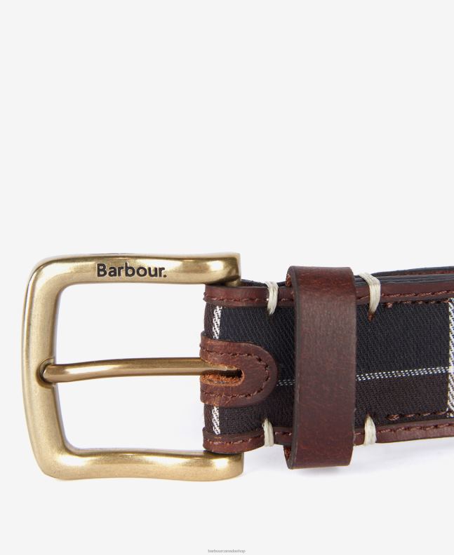 Barbour Accessories Men Classic Brown Tartan/Leather Belt 2BB2F2232