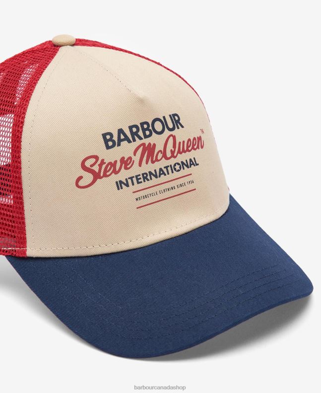 Barbour Accessories Men Navy/Red/Stone Steve McQueen Trucker Cap 2BB2F2240