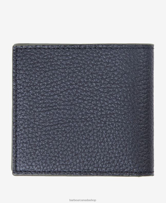 Barbour Accessories Men Black Grain Leather Billfold Wallet 2BB2F2381