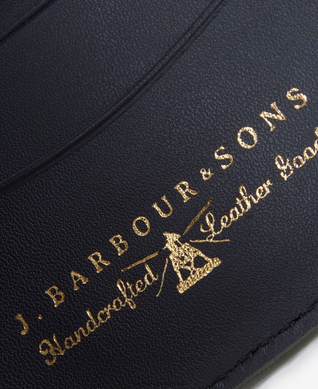 Barbour Accessories Men Black Grain Leather Billfold Wallet 2BB2F2381