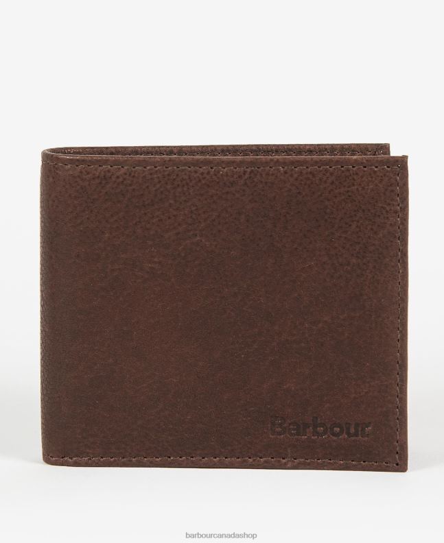 Barbour Accessories Men Dark Brown Padbury Billfold Wallet 2BB2F2379