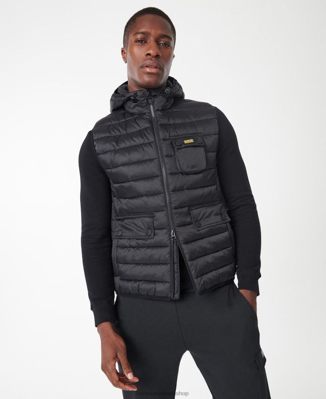 Barbour Clothing Men Charcoal Ousten Hooded Gilet 2BB2F252