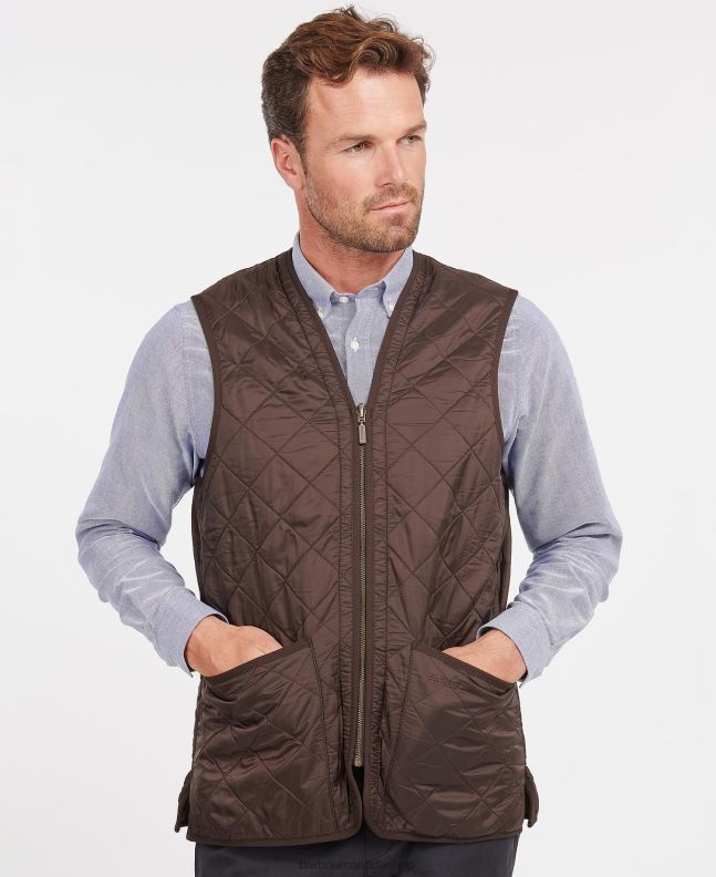 Barbour Clothing Men Dark Brown Polarquilt Waistcoat/Zip-In Liner 2BB2F2341