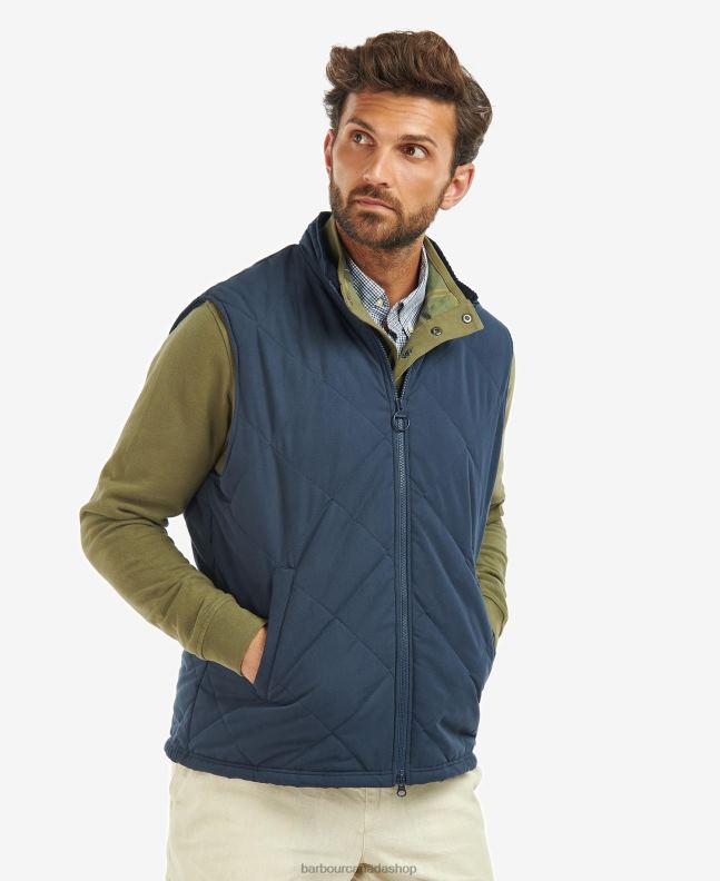 Barbour Clothing Men Navy/River Birch Tartan Kurt Quilted Gilet 2BB2F246