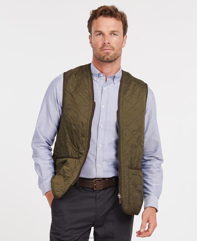 Barbour Clothing Men Olive Polarquilt Waistcoat/Zip-In Liner 2BB2F2316
