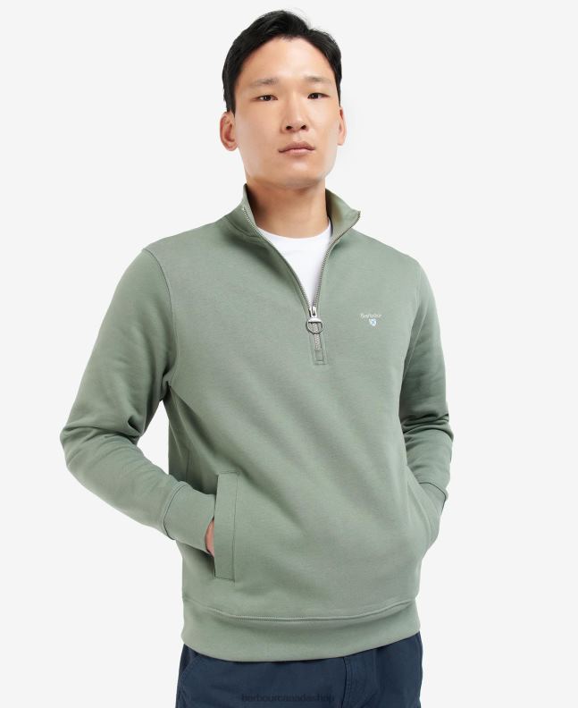 Barbour Clothing Men Agave Green Barbur Rothley Half-Zip Sweatshirt 2BB2F1061