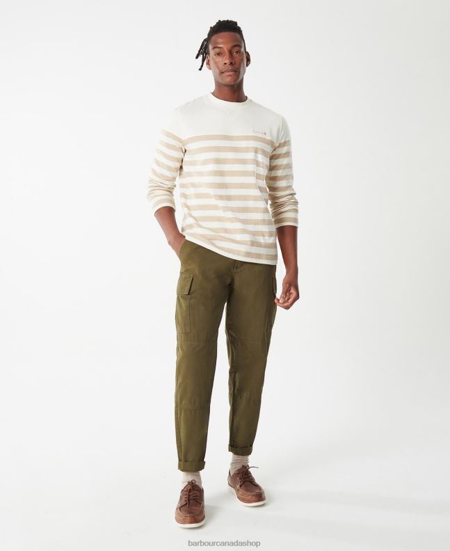 Barbour Clothing Men Burnt Olive Firthmoor Stripe Crew 2BB2F1011