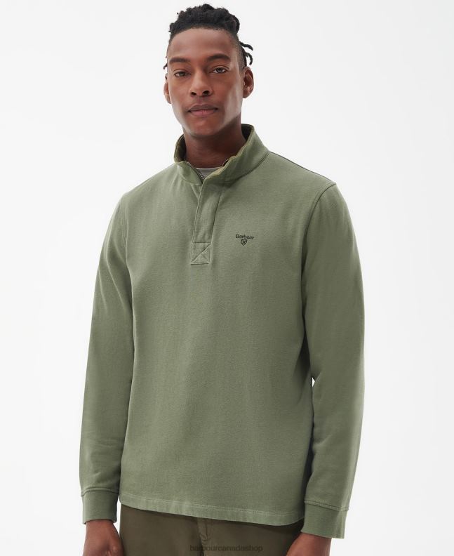Barbour Clothing Men Burnt Olive Kiphill Half-Zip Sweatshirt 2BB2F1026