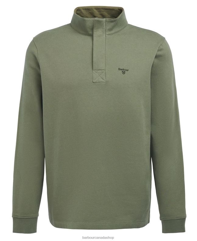 Barbour Clothing Men Burnt Olive Kiphill Half-Zip Sweatshirt 2BB2F1026