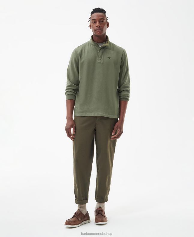 Barbour Clothing Men Burnt Olive Kiphill Half-Zip Sweatshirt 2BB2F1026