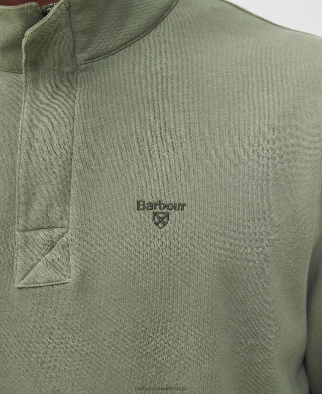 Barbour Clothing Men Burnt Olive Kiphill Half-Zip Sweatshirt 2BB2F1026