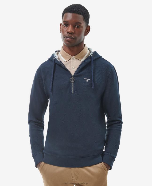 Barbour Clothing Men Classic Navy Haverigg Half Zip Hoodie 2BB2F985