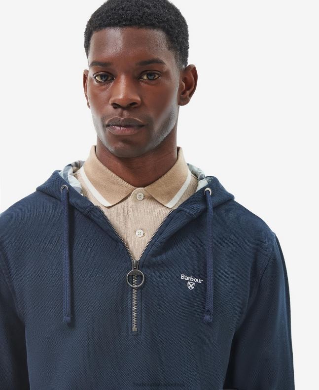 Barbour Clothing Men Classic Navy Haverigg Half Zip Hoodie 2BB2F985