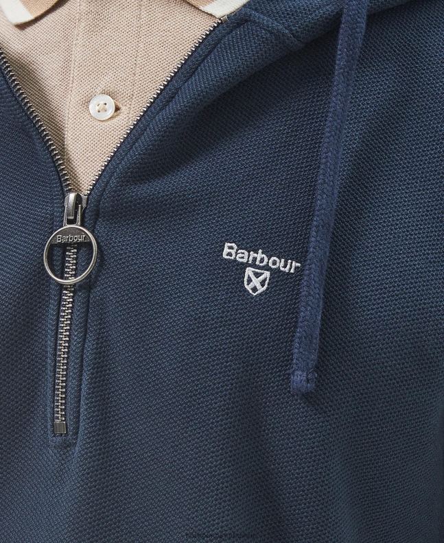 Barbour Clothing Men Classic Navy Haverigg Half Zip Hoodie 2BB2F985