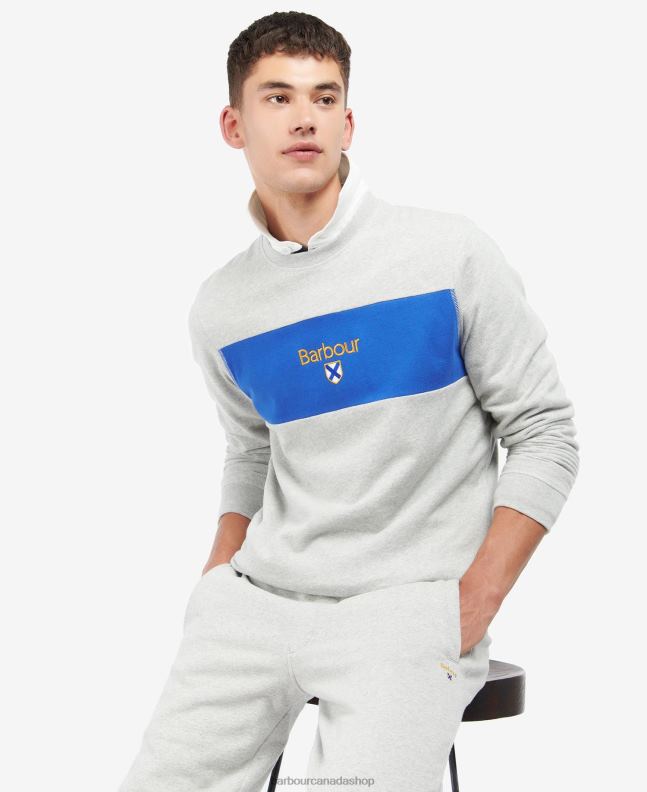 Barbour Clothing Men Neutral Honor Panel Crew Sweatshirt 2BB2F1049