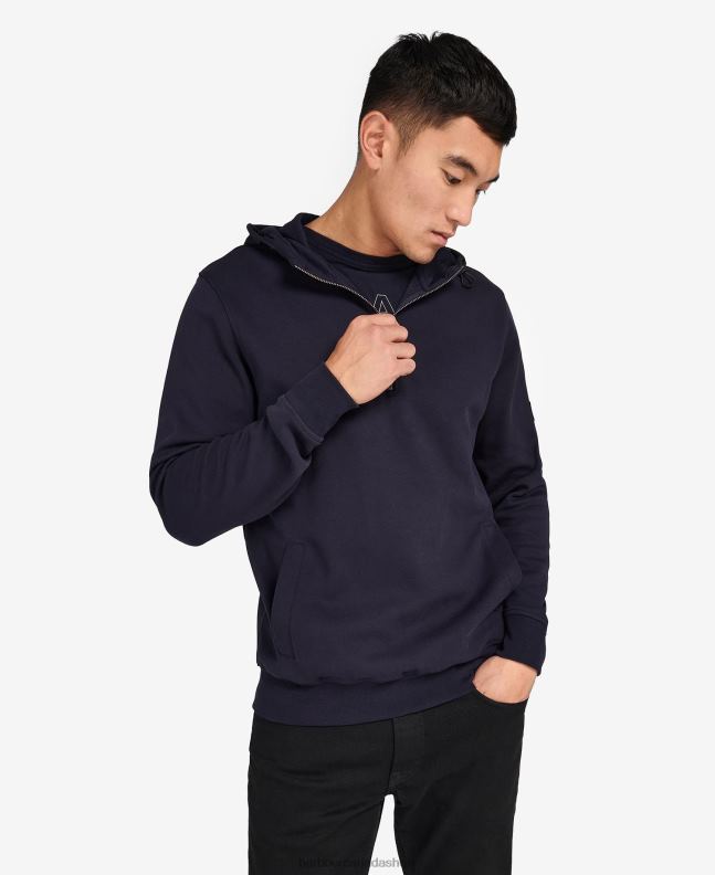 Barbour Clothing Men Night Sky Hoxton Half-Zip Hoodie 2BB2F1064