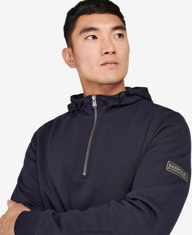 Barbour Clothing Men Night Sky Hoxton Half-Zip Hoodie 2BB2F1064