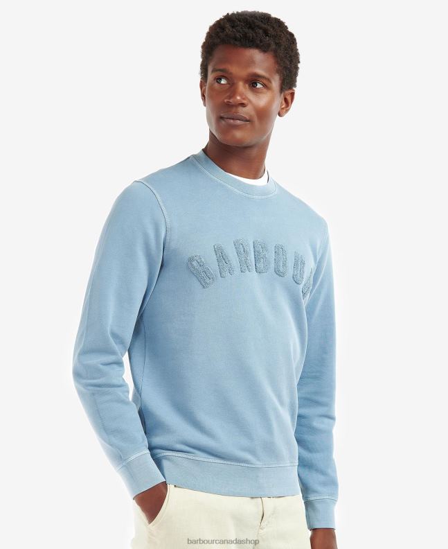 Barbour Clothing Men Powder Blue Large Logo Crew Neck Sweater 2BB2F1042