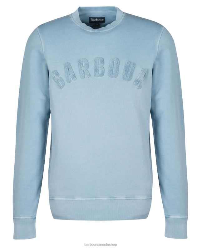 Barbour Clothing Men Powder Blue Large Logo Crew Neck Sweater 2BB2F1042