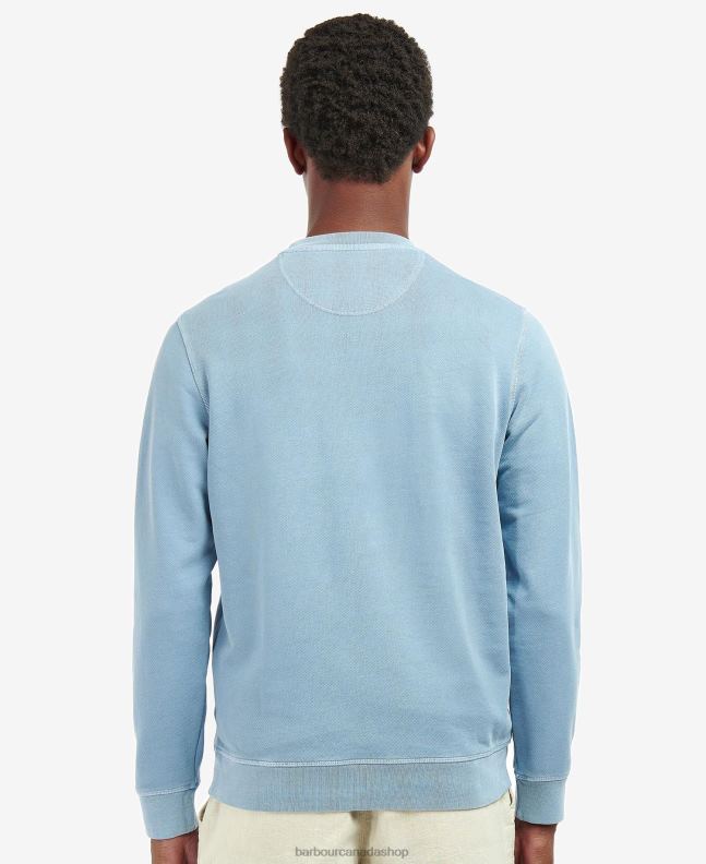 Barbour Clothing Men Powder Blue Large Logo Crew Neck Sweater 2BB2F1042