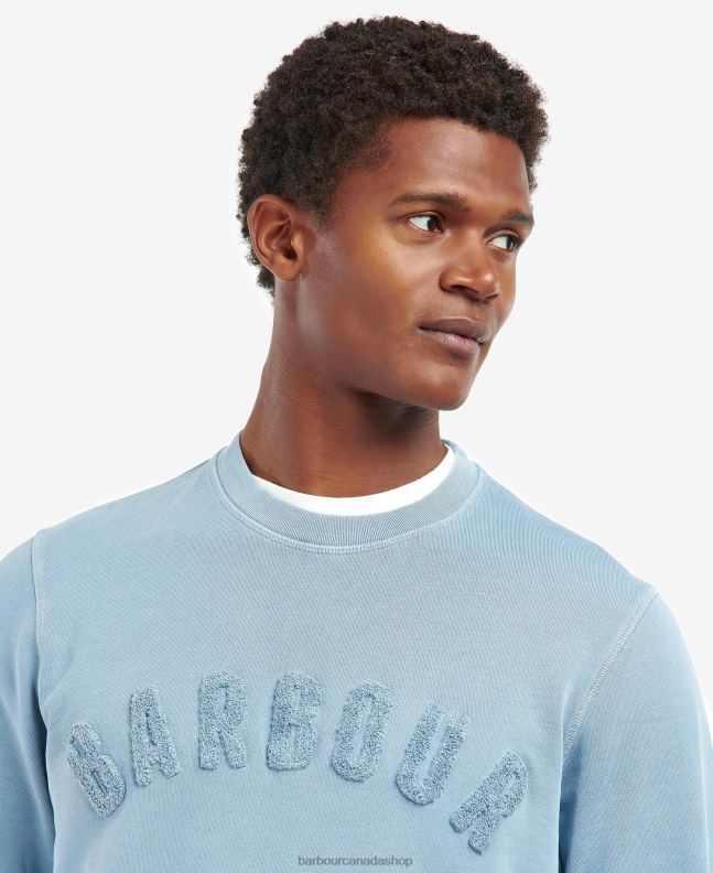 Barbour Clothing Men Powder Blue Large Logo Crew Neck Sweater 2BB2F1042