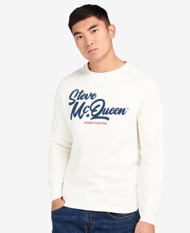 Barbour Clothing Men Whisper White Holts Graphic Sweatshirt 2BB2F1063