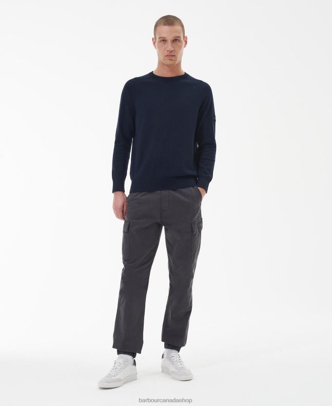 Barbour Clothing Men Anthracite Marl Cotton Crew Neck Sweater 2BB2F1086