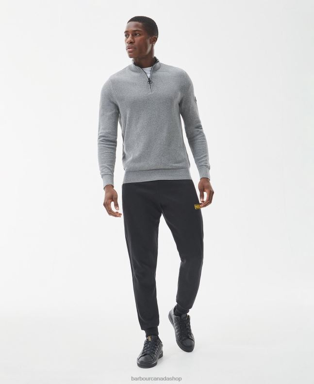 Barbour Clothing Men Anthracite Marl Cotton Half Zip Sweater 2BB2F1107