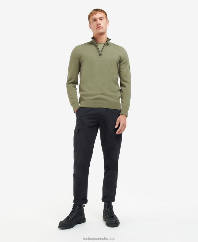 Barbour Clothing Men Anthracite Marl Cotton Half Zip Sweater 2BB2F1118