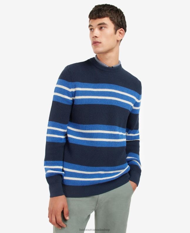 Barbour Clothing Men Classic Navy Blaydon Striped Sweatshirt 2BB2F1122