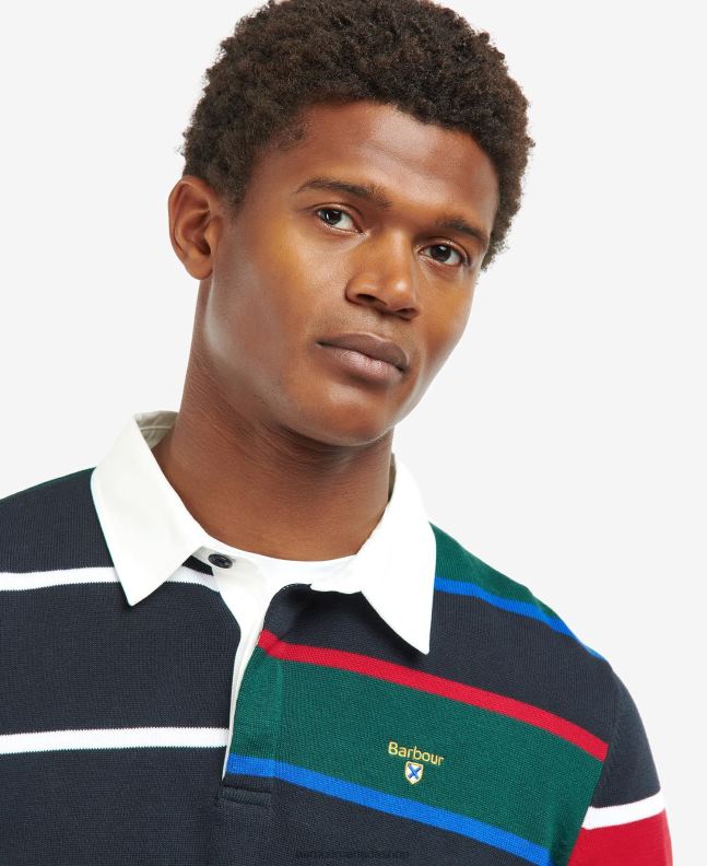 Barbour Clothing Men Classic Navy Radcliffe Knitted Rugby Shirt 2BB2F1116