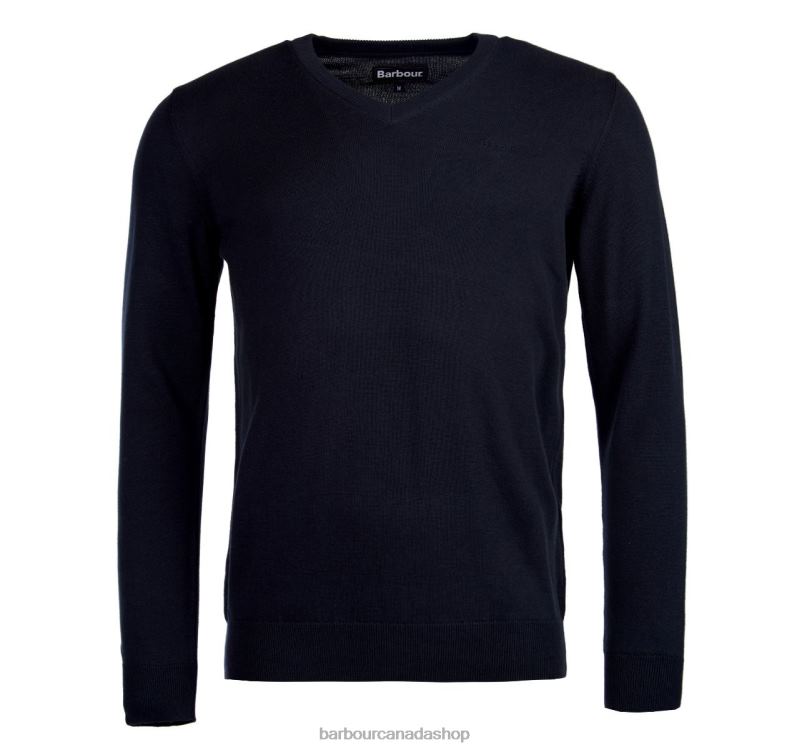 Barbour Clothing Men CobaLight Marl Pima Cotton V-Neck Sweater 2BB2F1087