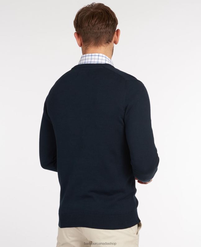 Barbour Clothing Men CobaLight Marl Pima Cotton V-Neck Sweater 2BB2F1087